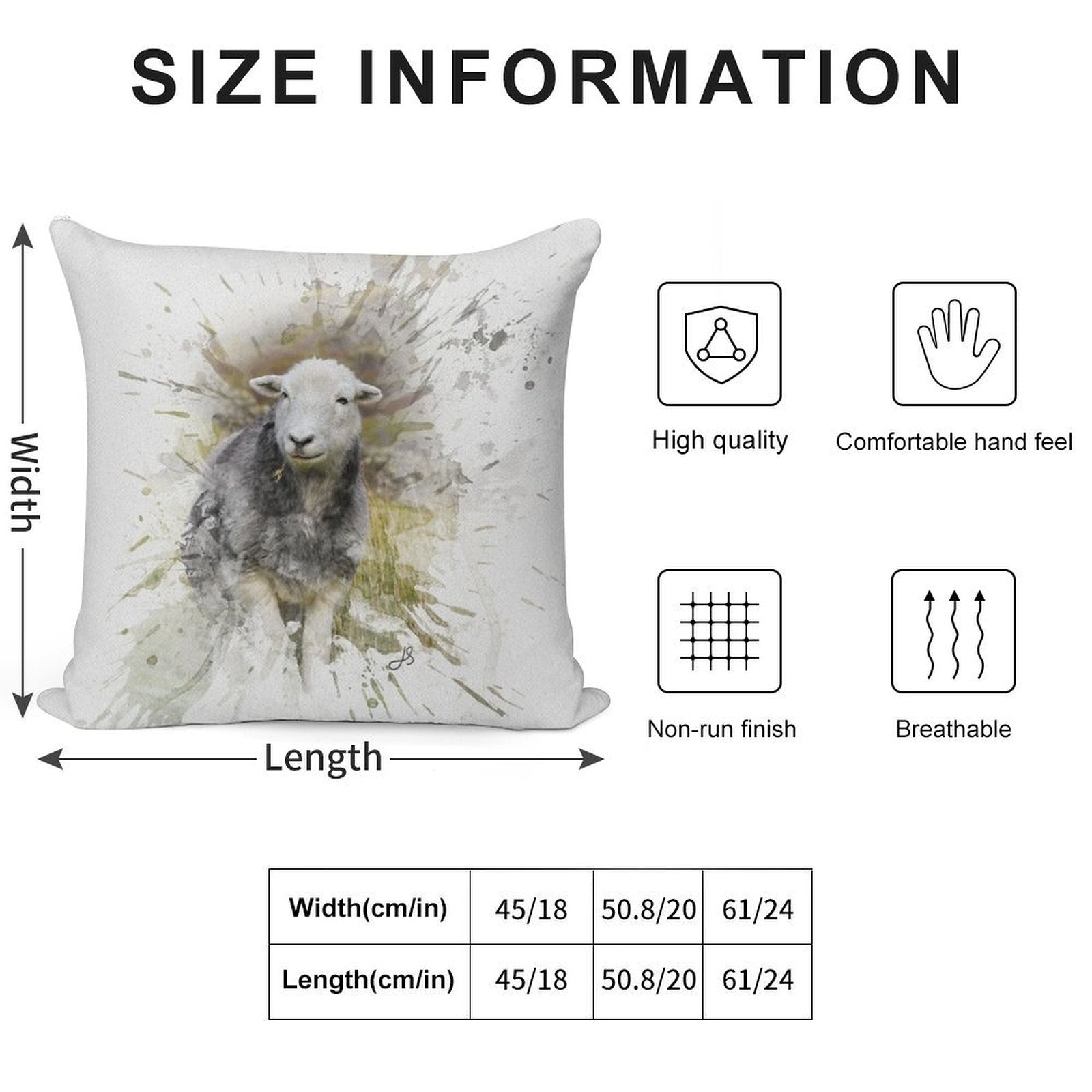 Herdwick Sheep Watercolour Photograph Soft Style Accent Throw Pillow