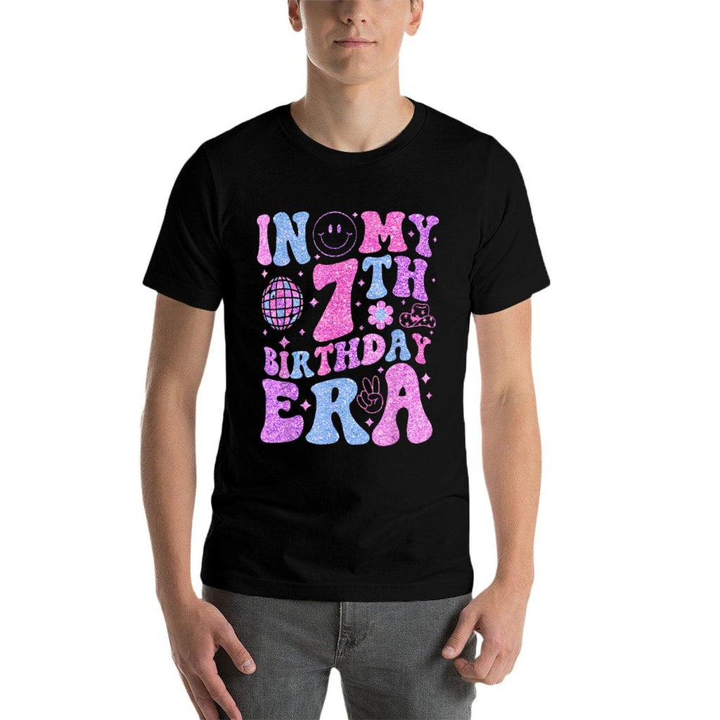 In My 7th Birthday Era 7 Year Old Birthday Retro Disco Bday  Versatile T-Shirt