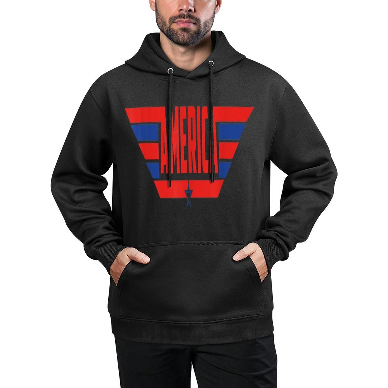 America Wing USA 4th of July Star & Stripes Cotton-Polyester Blend Hoodie