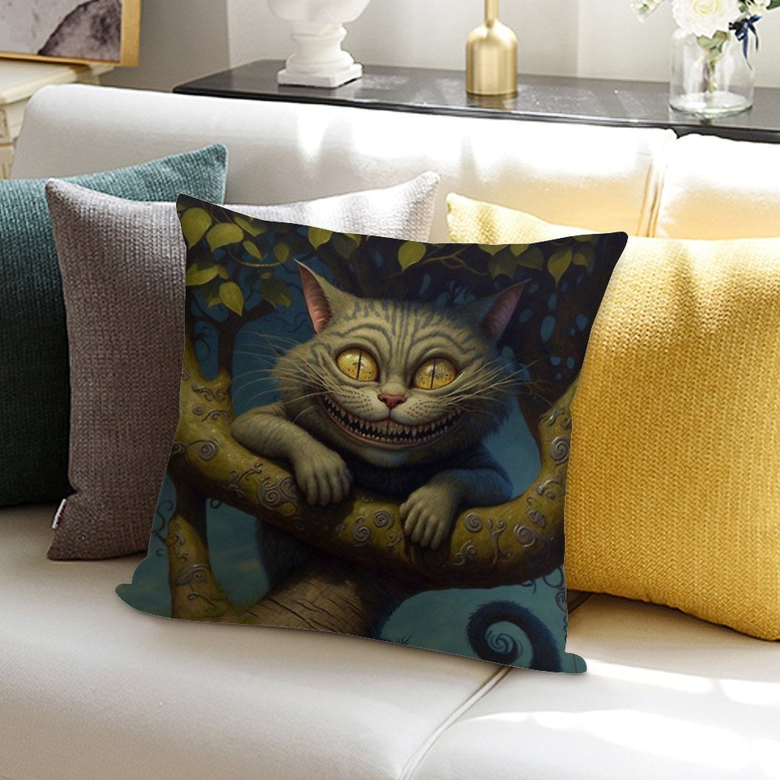 The Cheshire Cat - Alice in Wonderland Collection Soft Skin-Friendly Throw Pillow
