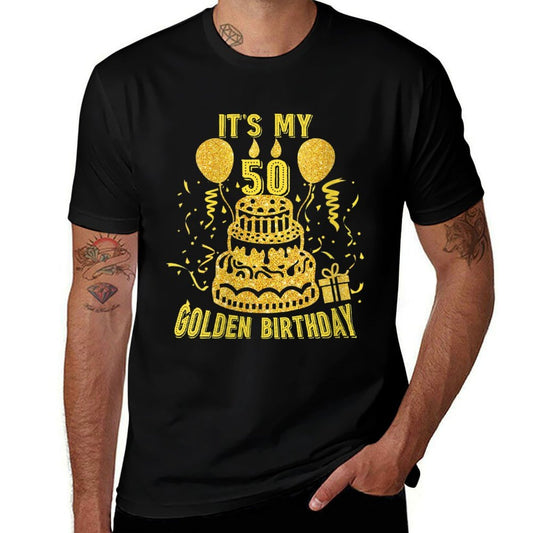 Womens Golden Birthday It's My 50th Birthday  High-quality Stitching T-Shirt