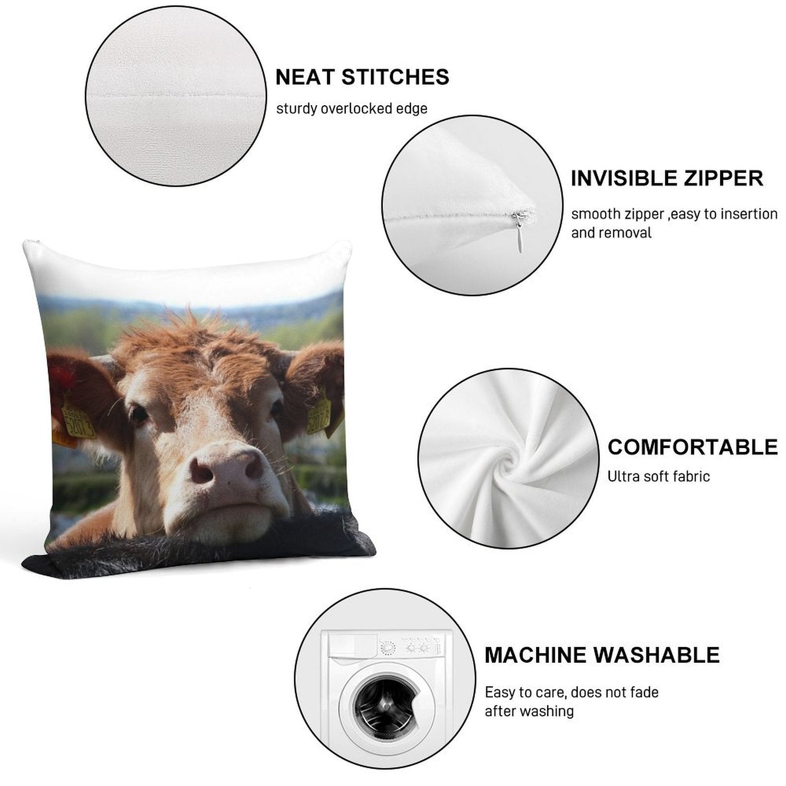 Chin Up, Cow Soft High-Density Material Throw Pillow