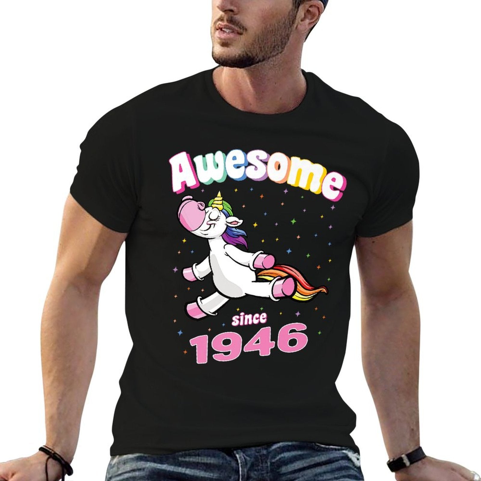 Awesome Since 1946 Funny Unicorn Birthday Retro Premium  Durable T-Shirt