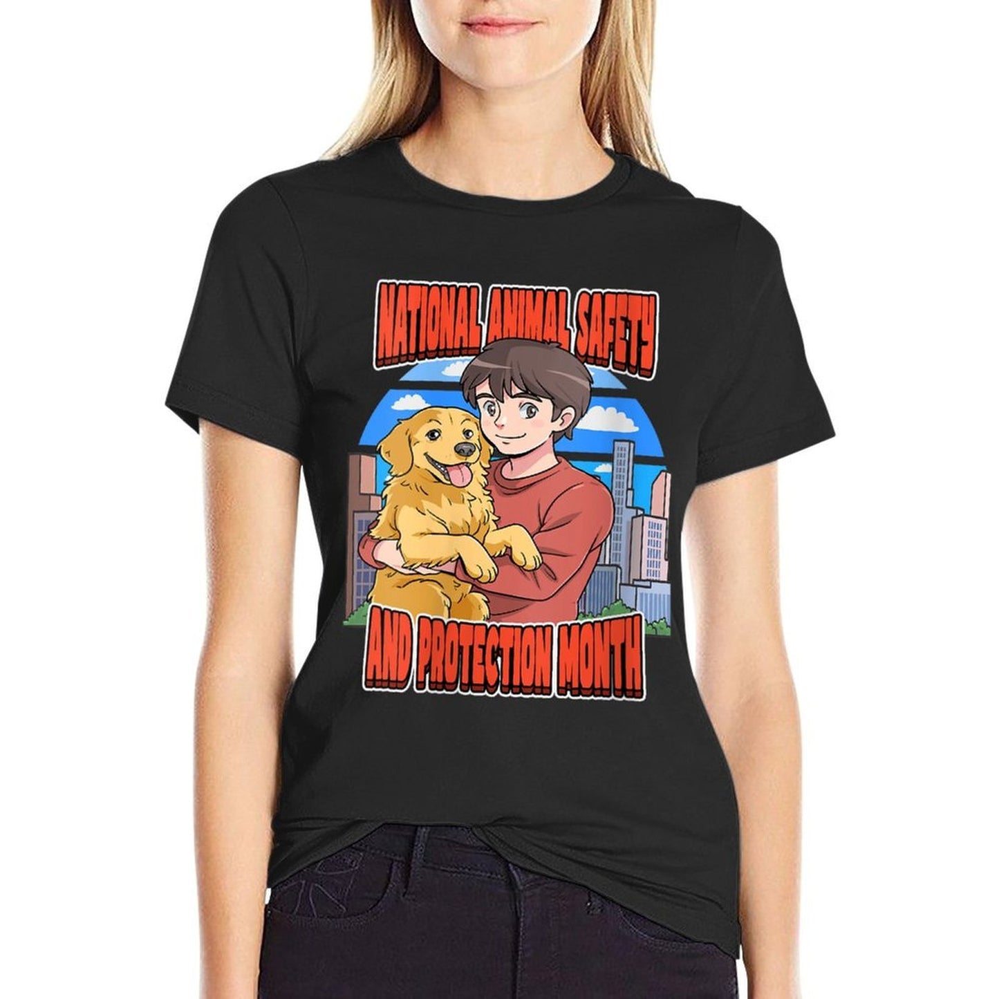 Womens National Animal Safety And Protection Month Comfortable T-Shirt