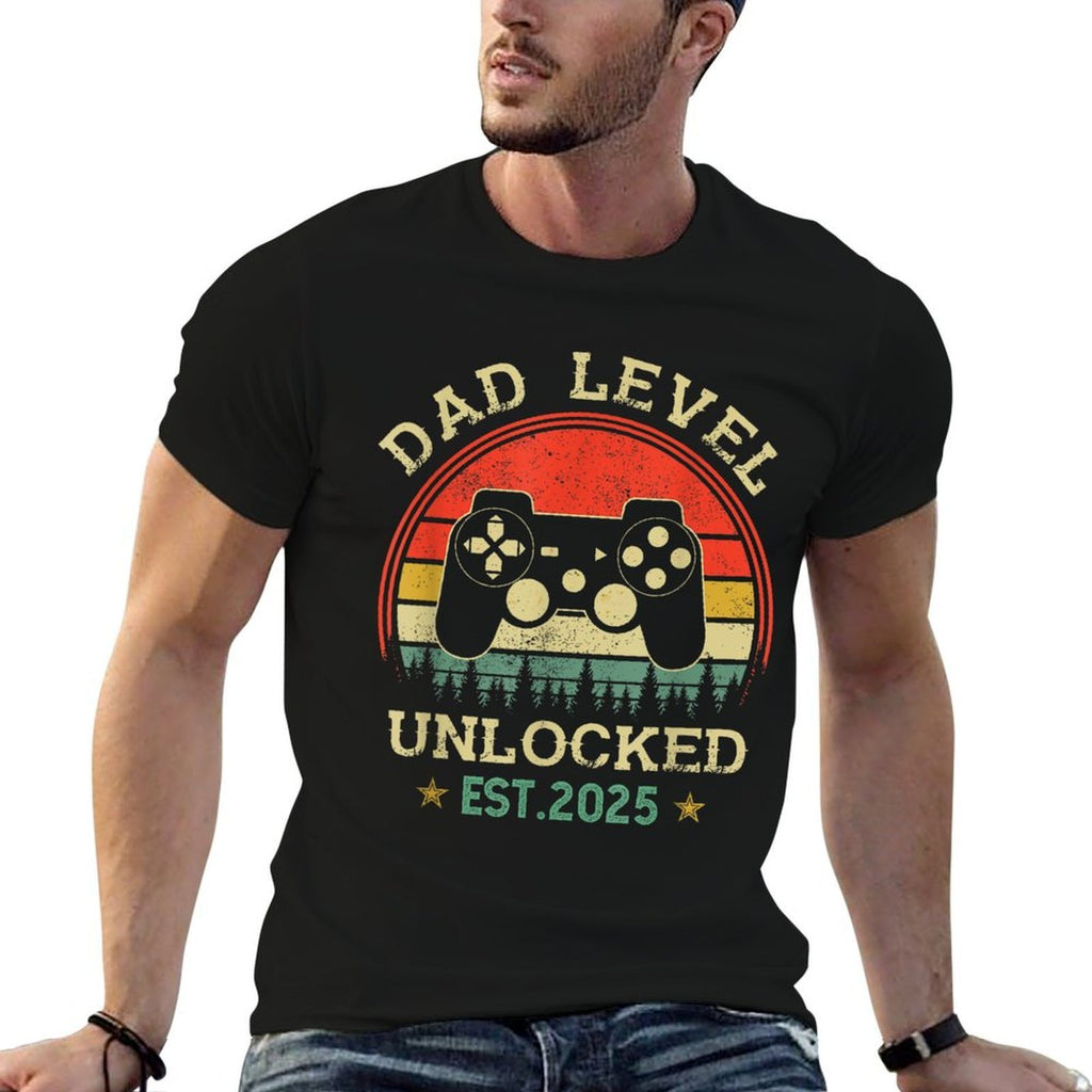 Dad Level Unlocked Est 2025 Video Gamer Daddy Fathers Day  Heathered Texture T-Shirt