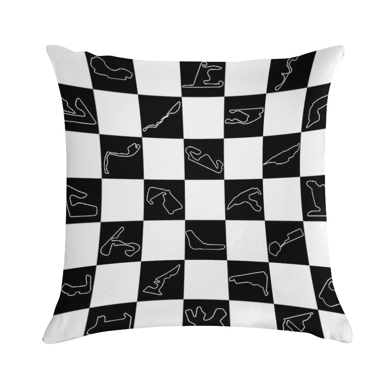 F1 Tracks 2025 Checkered Flag Soft Shrink-Resistant Throw Pillow