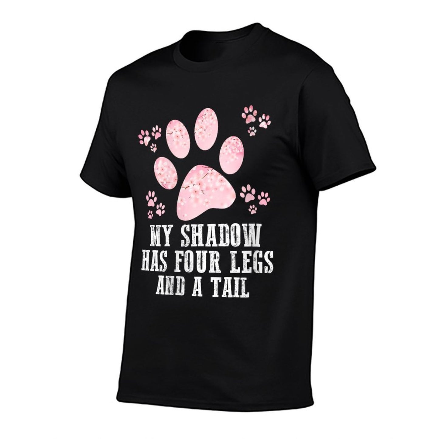 Womens Cute Dog Paw Spring Flower My Shadow Has Four Legs And Tail  Slim-fit Cut T-Shirt