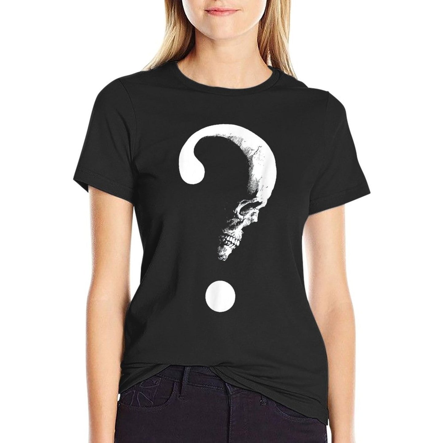 Skull Question Mark Shape Meme Skeleton Unique Skull Lovers  Slim-fit Cut T-Shirt