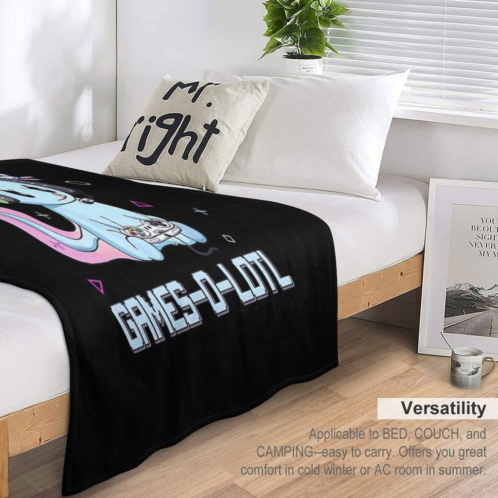 Gamesolotl Axolotl Video Gamer Kawaii Pastel Goth Anime Shrink-resistant Throw Blanket