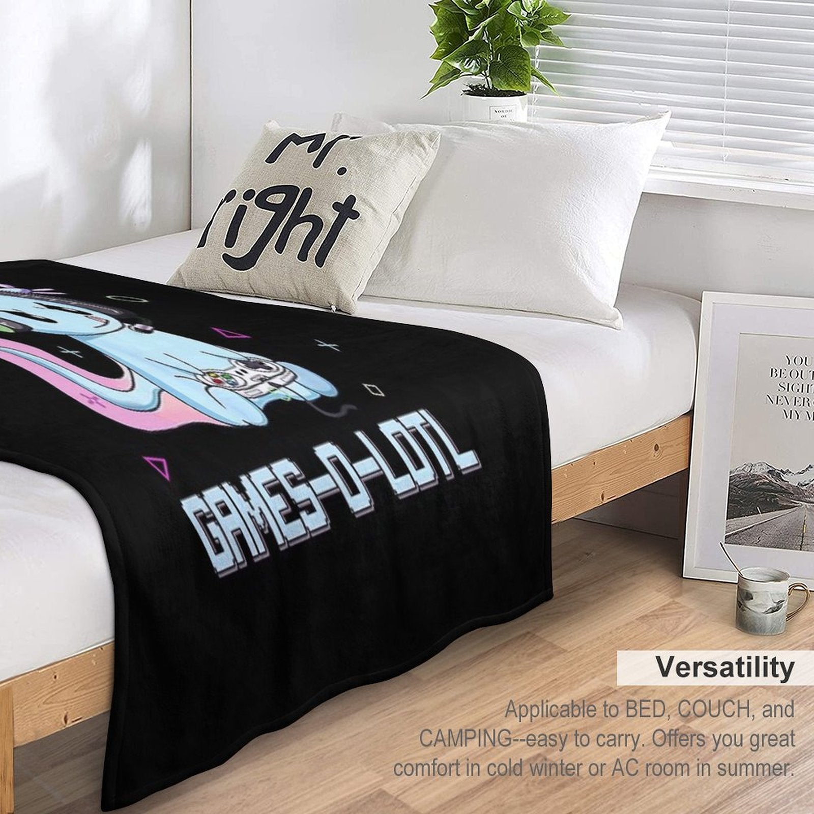Gamesolotl Axolotl Video Gamer Kawaii Pastel Goth Anime Shrink-resistant Throw Blanket