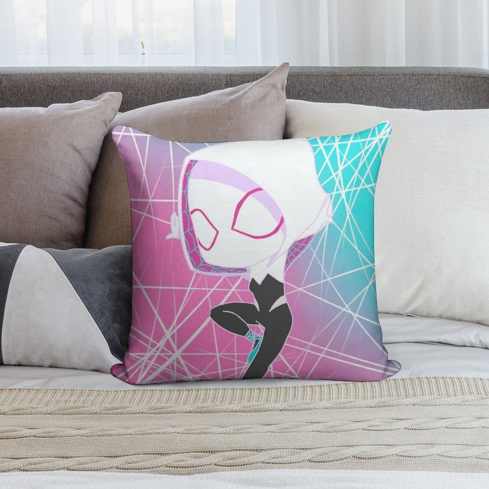 Spider Gwen Soft Decorative Cover Throw Pillow