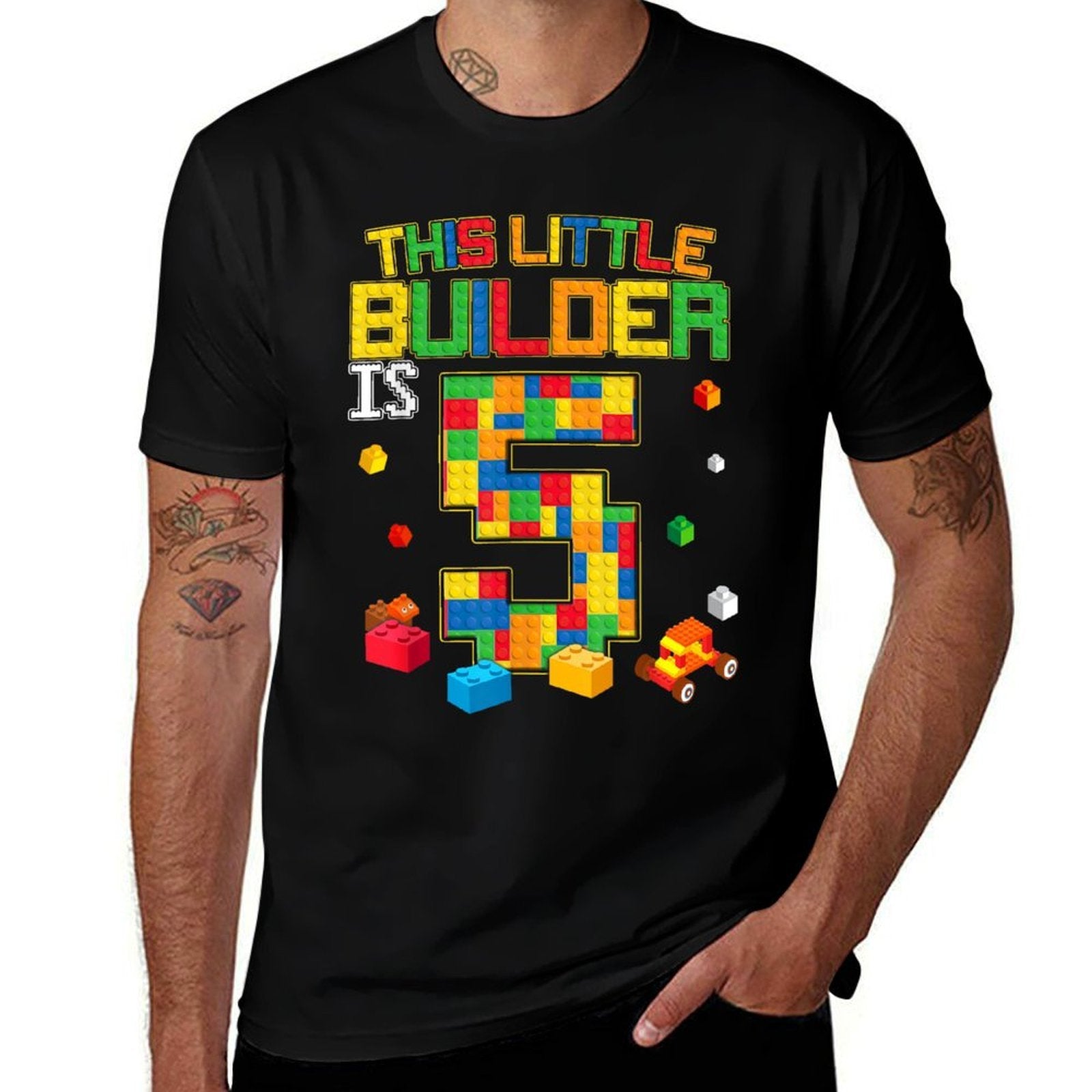 Building Blocks 5 Years Old Birthday Boy  Graphic-printed T-Shirt