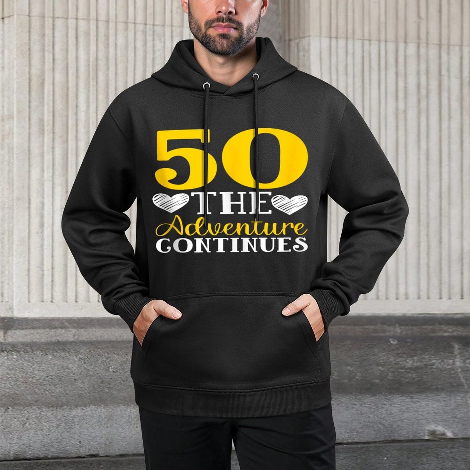 Fifty The Adventure Continue 50th Birthday Party Celebration Shape Retention Hoodie