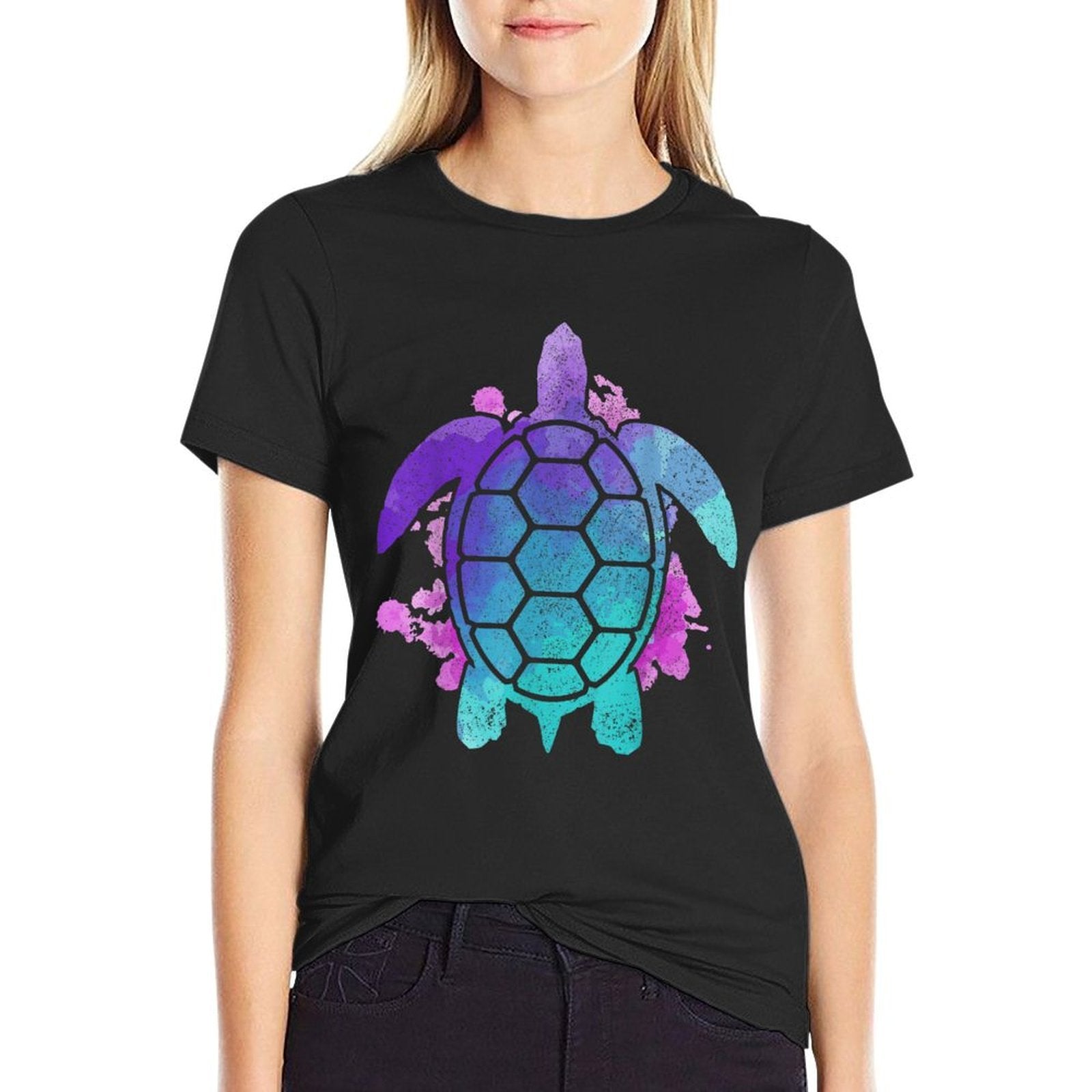 Sea Turtle - Watercolor Art Ocean SCuba Diving  Slim-fit Cut T-Shirt
