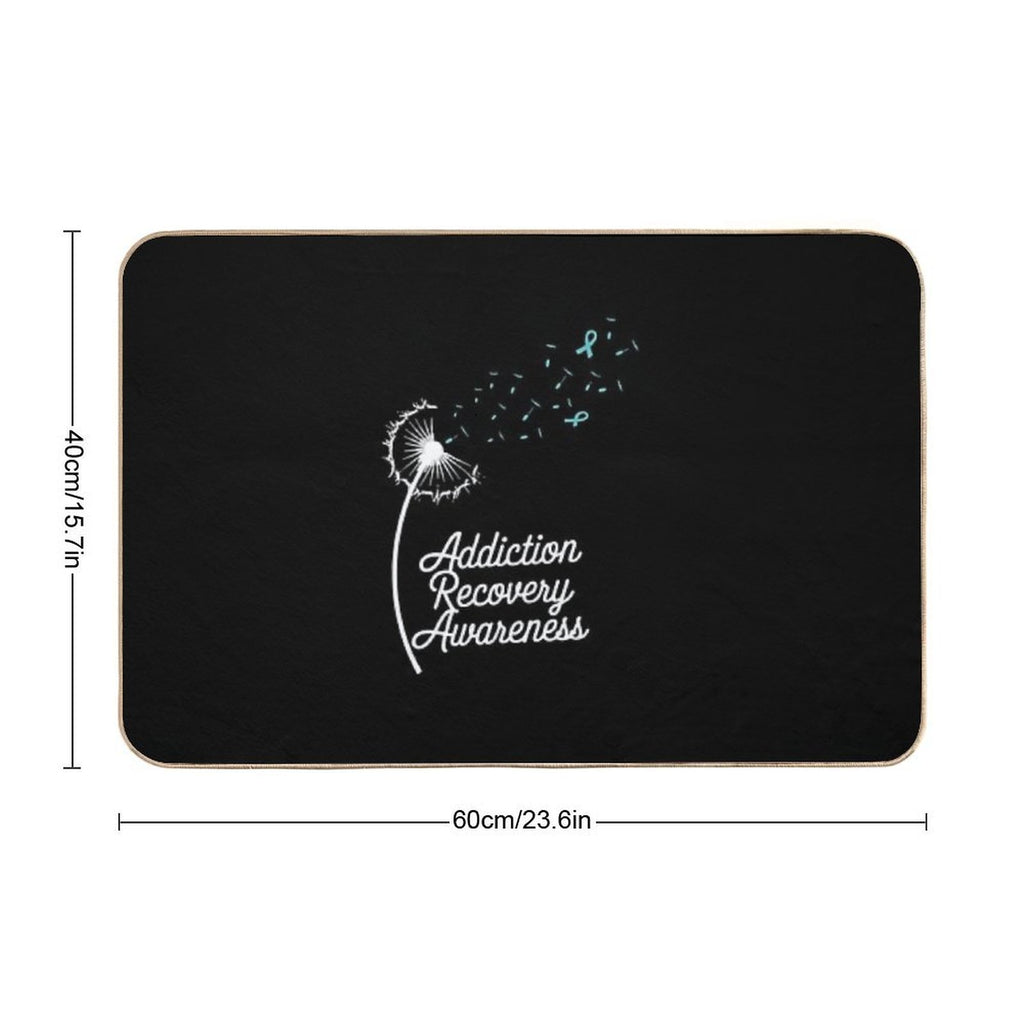 Addiction Recovery Awareness Dandelion Teal Ribbon  Odorless Bath Mat