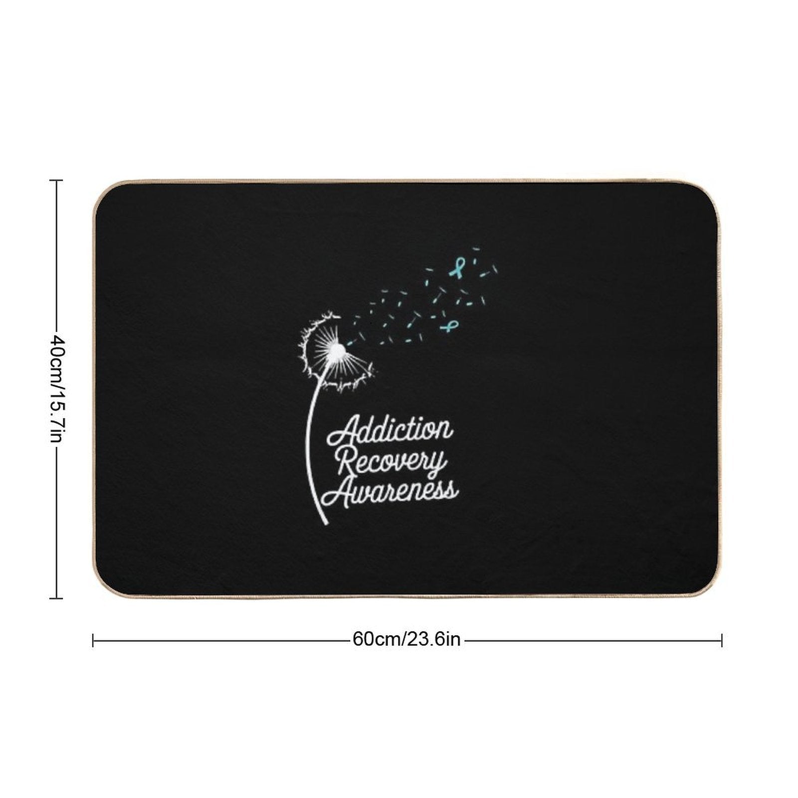Addiction Recovery Awareness Dandelion Teal Ribbon  Odorless Bath Mat