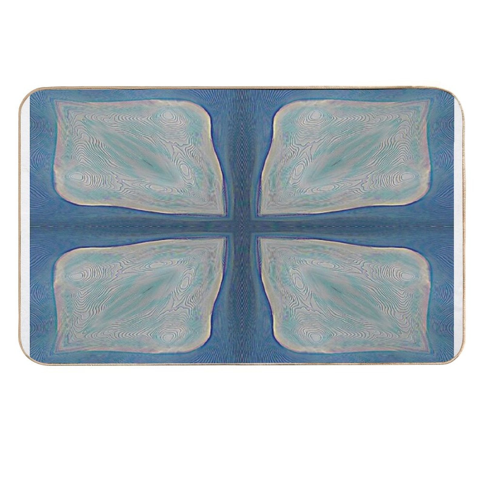 4 Bright Leaf Shapes, with Line Texture, Background Blue  Toxin-Free Bath Mat