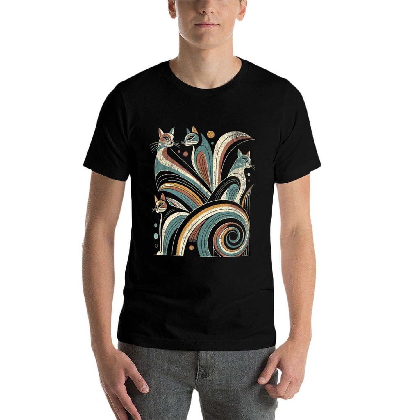 Vintage Retro Mid-Century Modern Look Cats 50s 60s Style  High-quality Stitching T-Shirt