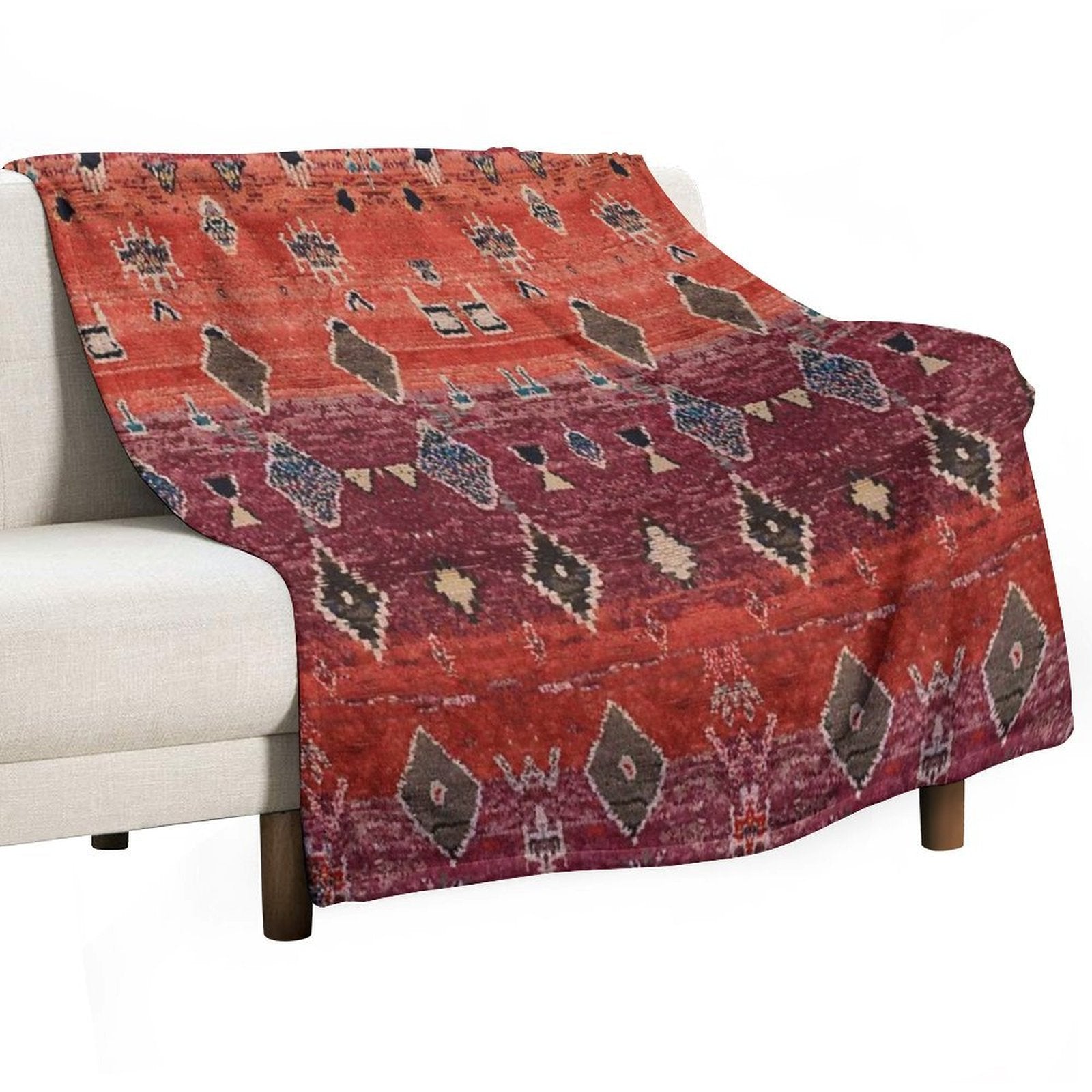 Traditional Oriental Moroccan Rug Compact Throw Blanket
