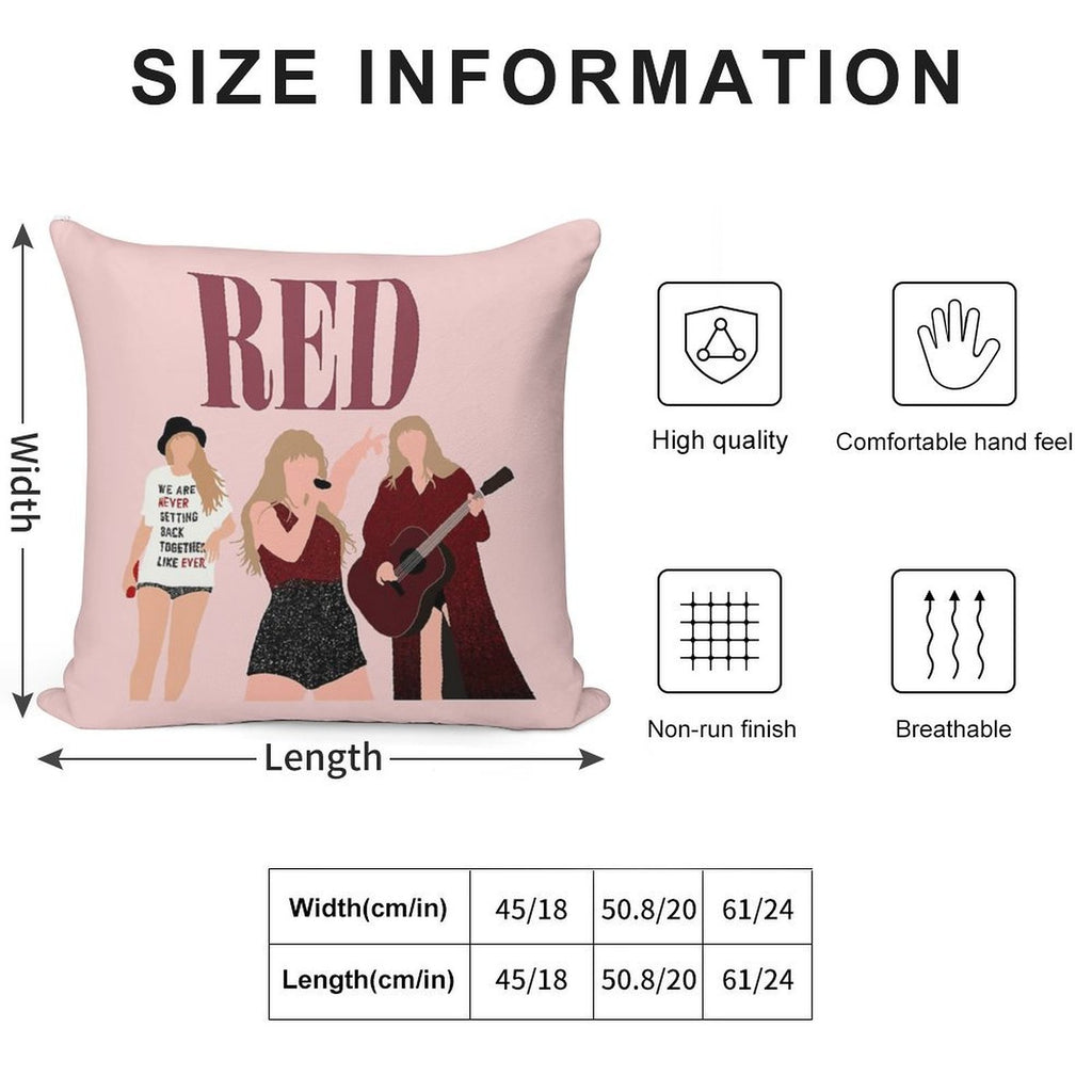 Taylor Swift Red Eras Tour Art Soft Bedroom Essential Throw Pillow