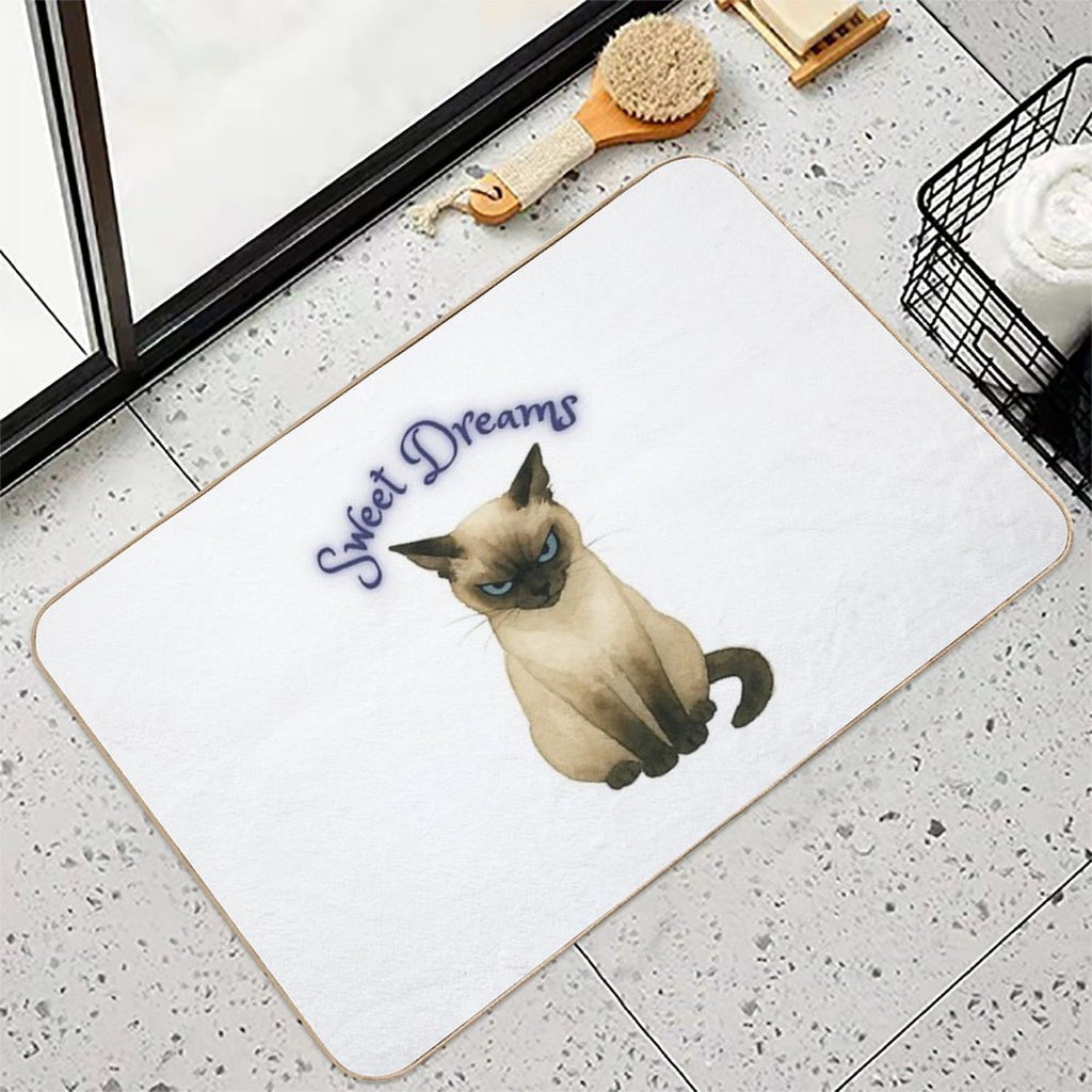 Sweet Dreams – Grumpy Siamese Cat Humor Design  Anti-Trip Bath Mat
