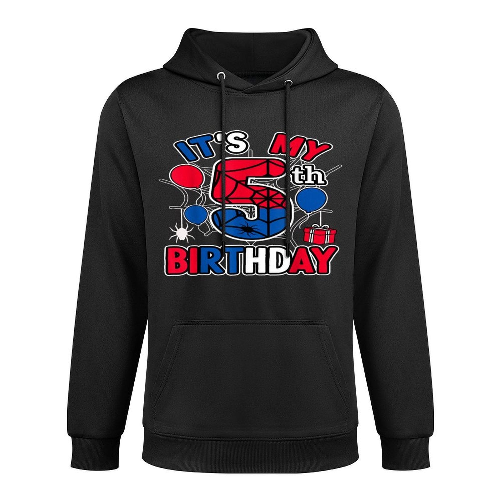 5th Birthday Present Boy Spider Web Theme Party 5 Year Old Colorfast Hoodie