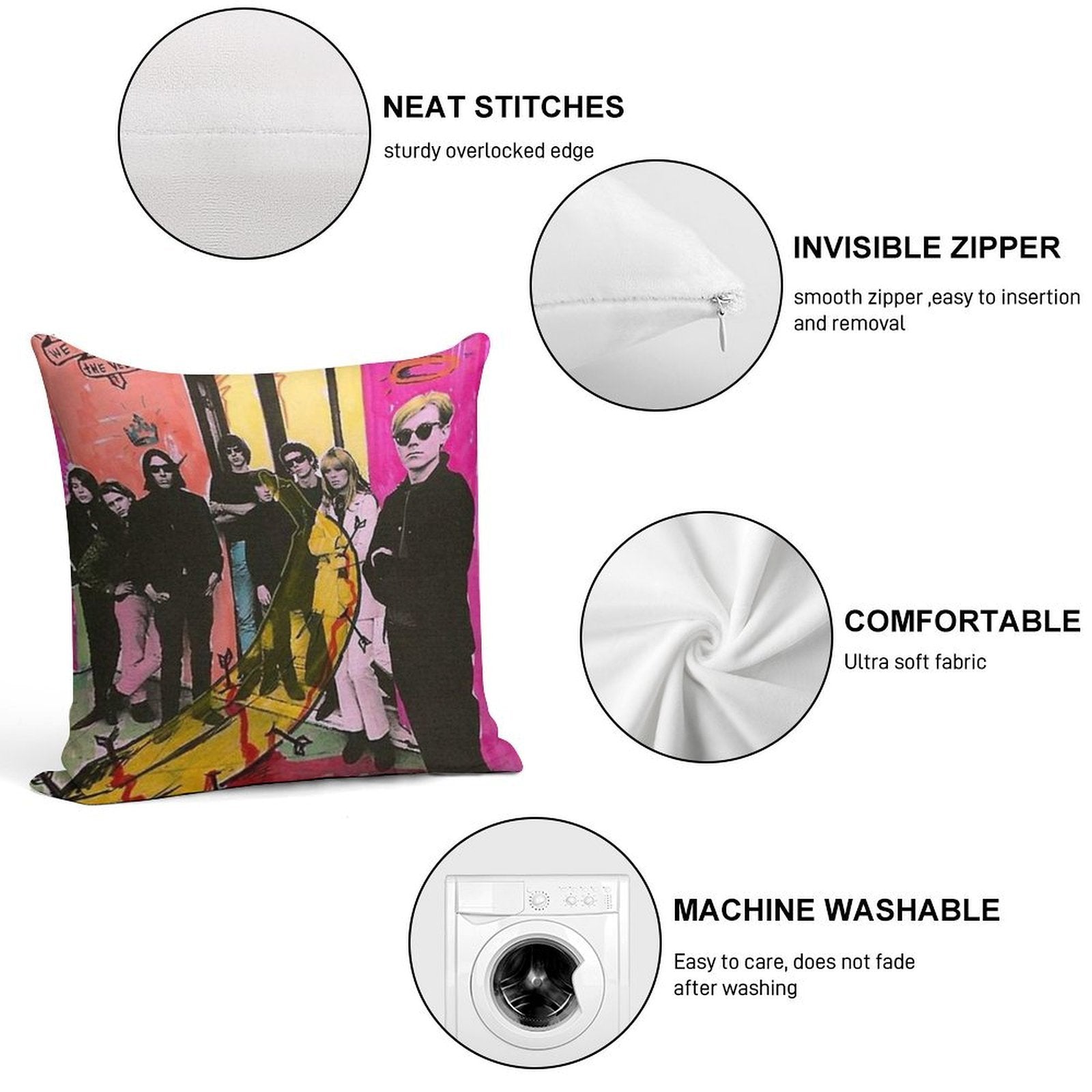 Andy Warhol And The Velvet Underground Soft Shrink-Resistant Throw Pillow
