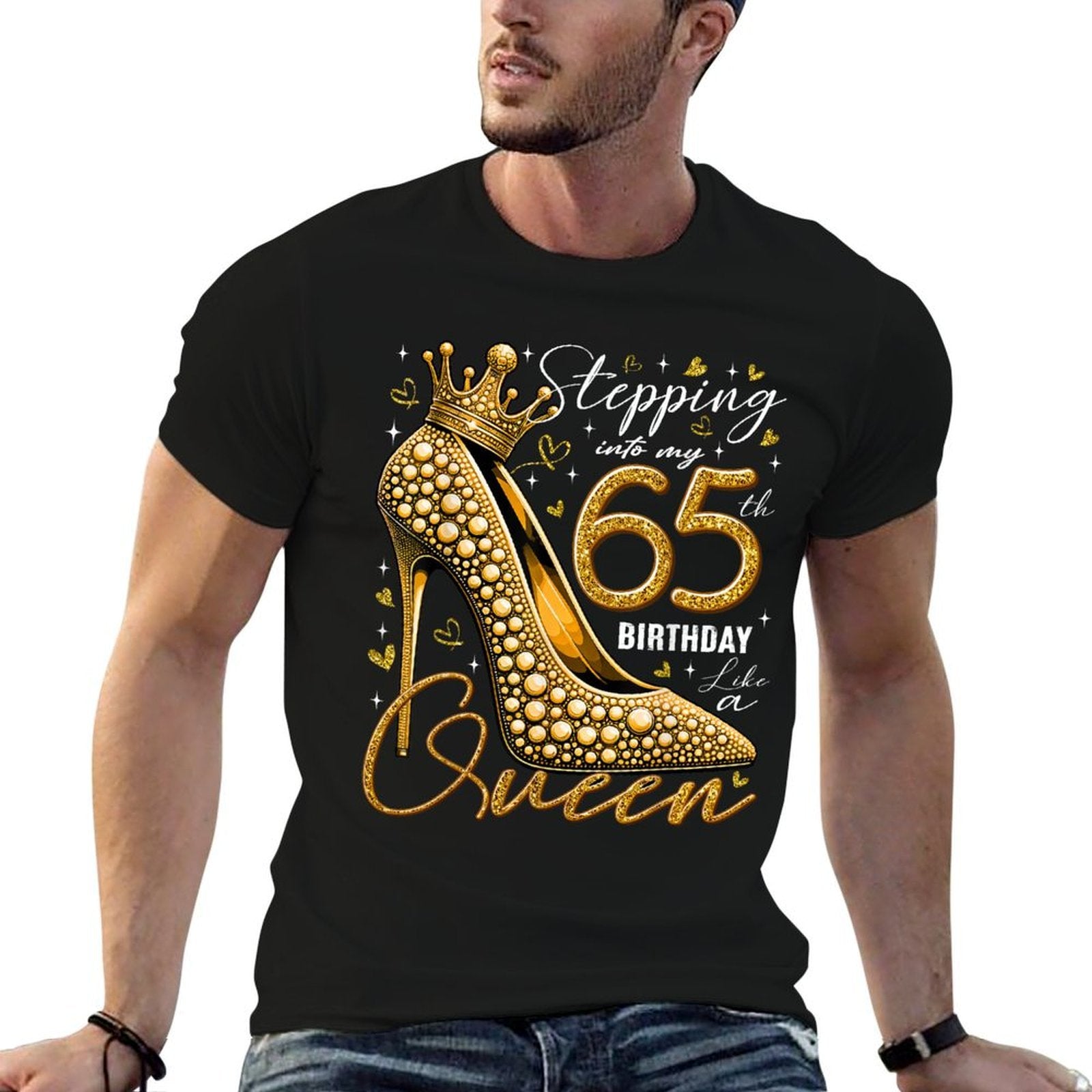 65 Year Old Gifts High Heels Stepping Into My 65th Birthday  Trendy Pattern T-Shirt