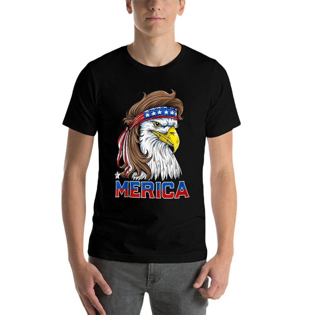 Merica Eagle Mullet 4th of July Men Women American USA  Relaxed-fit T-Shirt